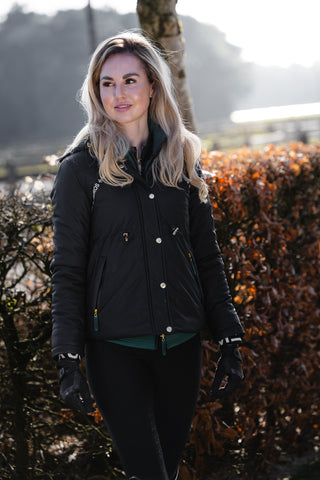 Hooded mid-season jacket Black & Green - Dark Forest