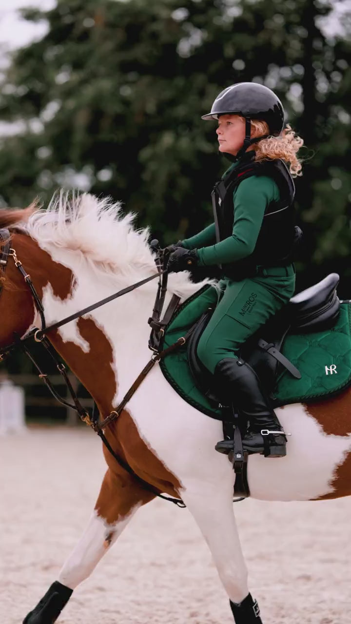 Mini Ros Dark Forest jacket and breeches in motion