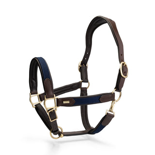 Brown & Navy Deluxe Leather Halter - Mrs. Ros